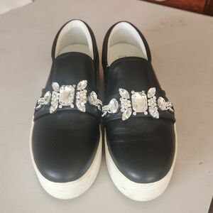 Marc Jacobs Black Slip-On Sneakers with Crystal Accents